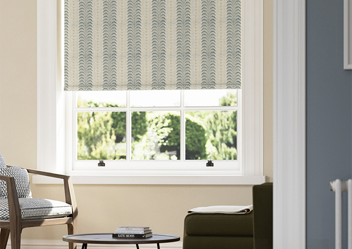 Land & Shore Fintra Stripe (Blackout), Teal - Roller Blind - Image 5